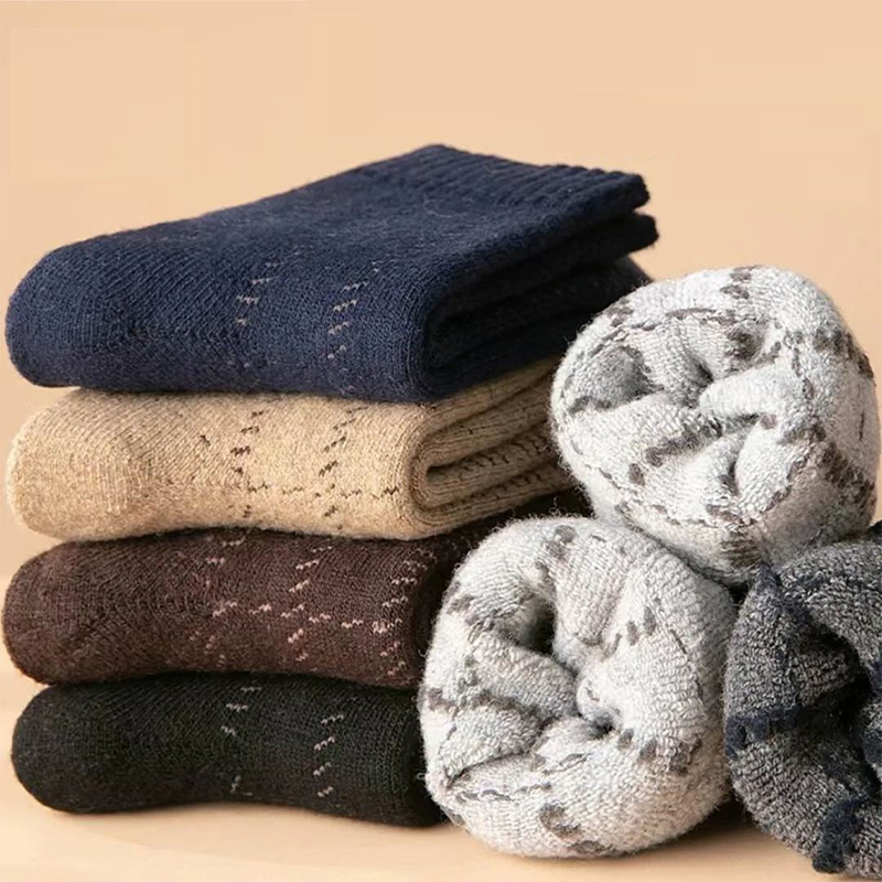 Logotipo personalizado de atacado espessa de lã de lã meias unissex tripulação de inverno meias de inverno
